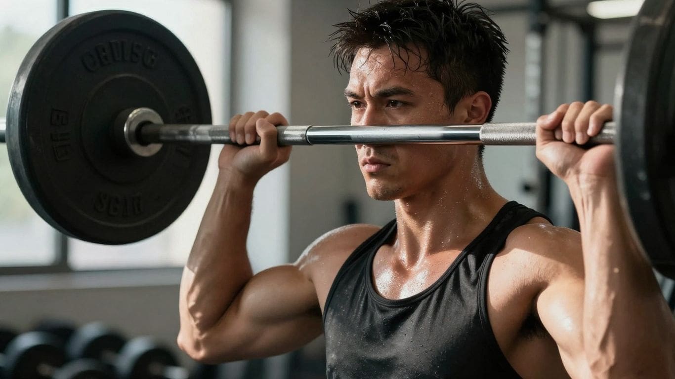 man lifting barbell in gym wearing black tank top