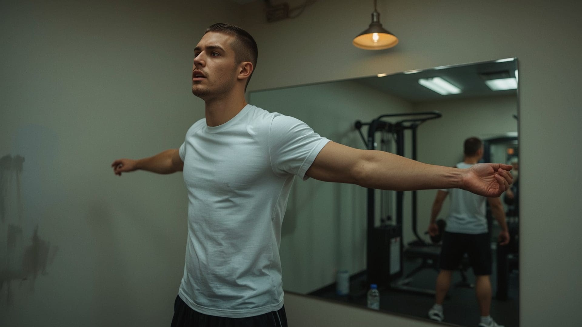 Lifter using momentum and poor form during barbell curl losing mind muscle connection